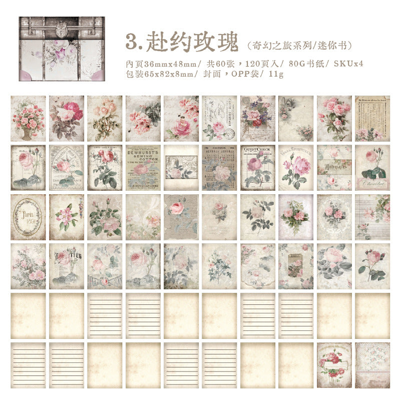 60pcs Doule-Side Vintage Scrapbook Paper QHZL