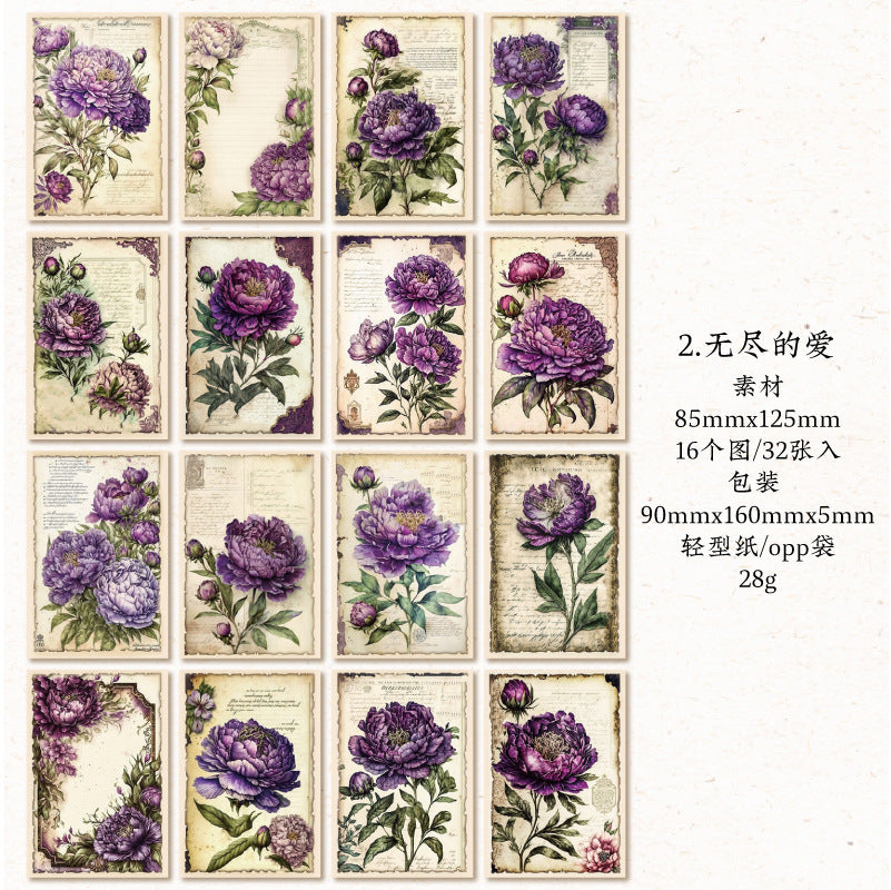 32 sheets Vintage Flower Scrapbook Paper HJXY