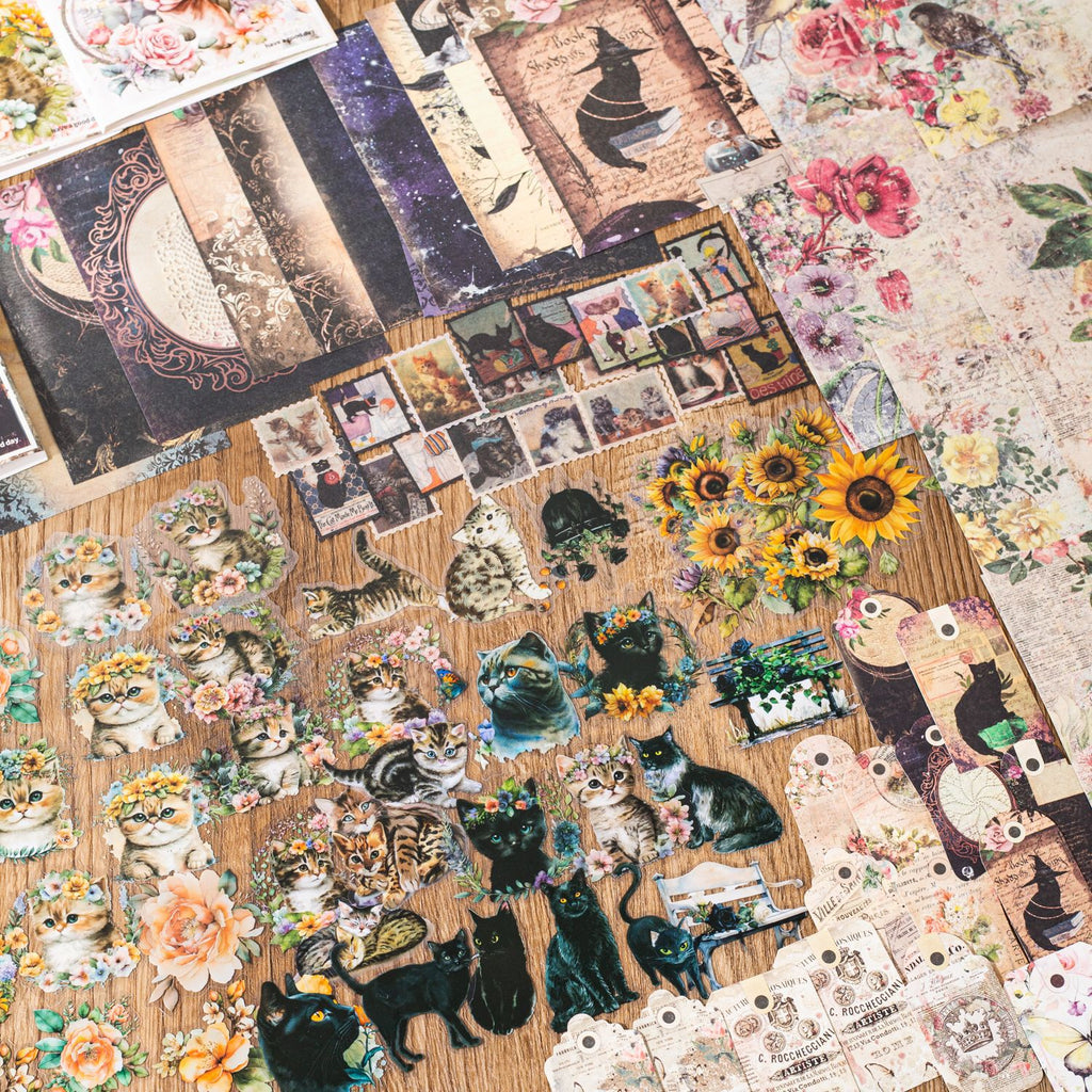 70pcs Cat Theme Scrapbook Paper MZWY
