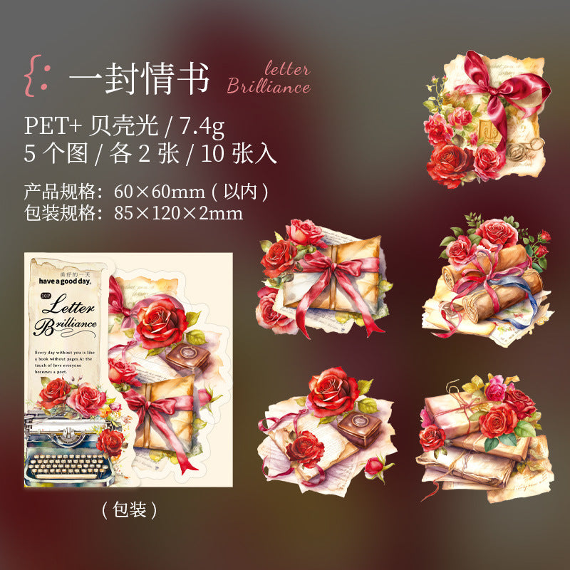 10pcs Vintage PET Stickers SXYC