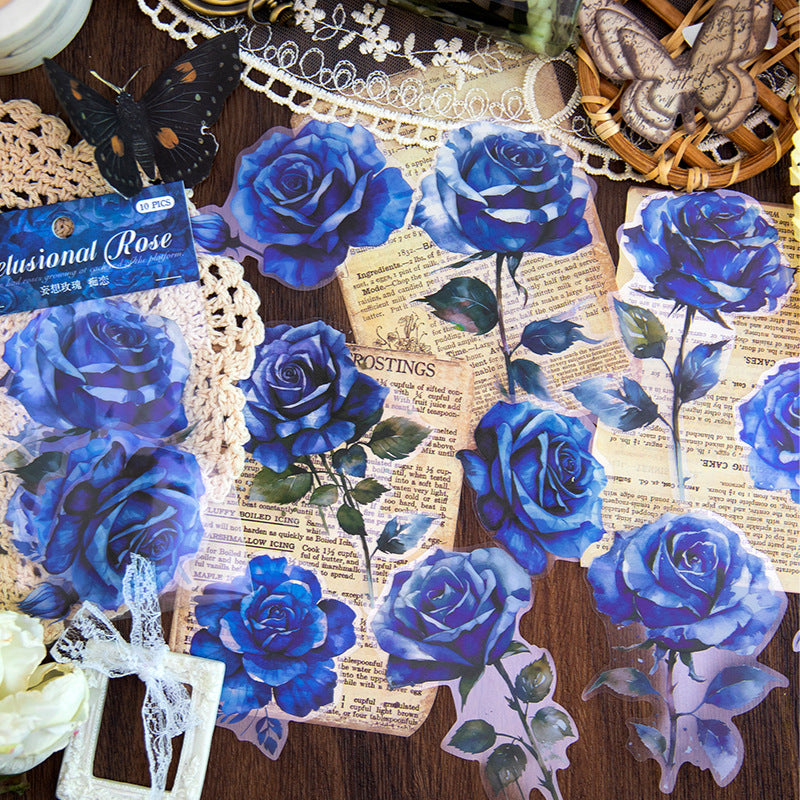 10pcs Vintage Rose Stickers WXMG