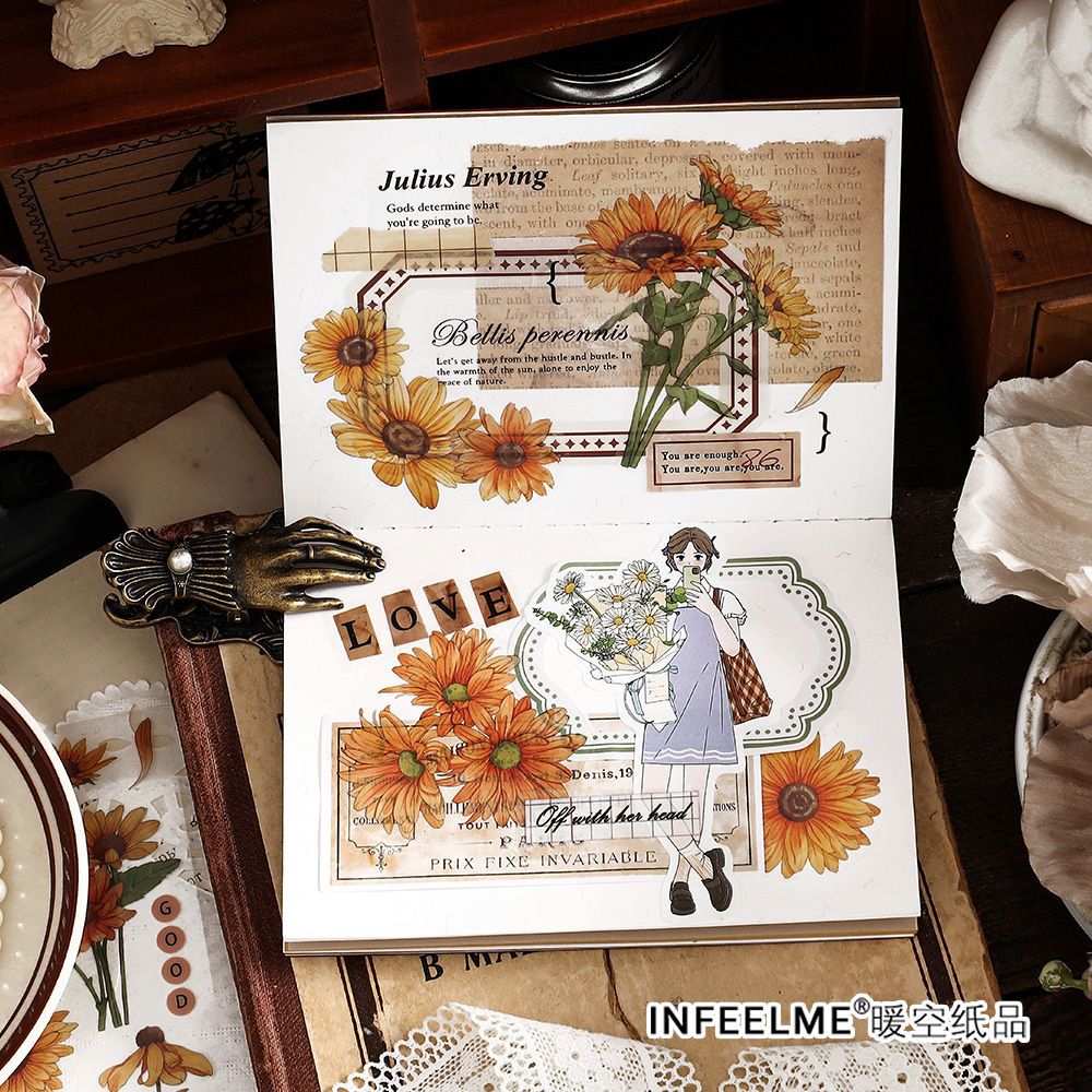 3 Sheets PET Flower Stickers HDXQ