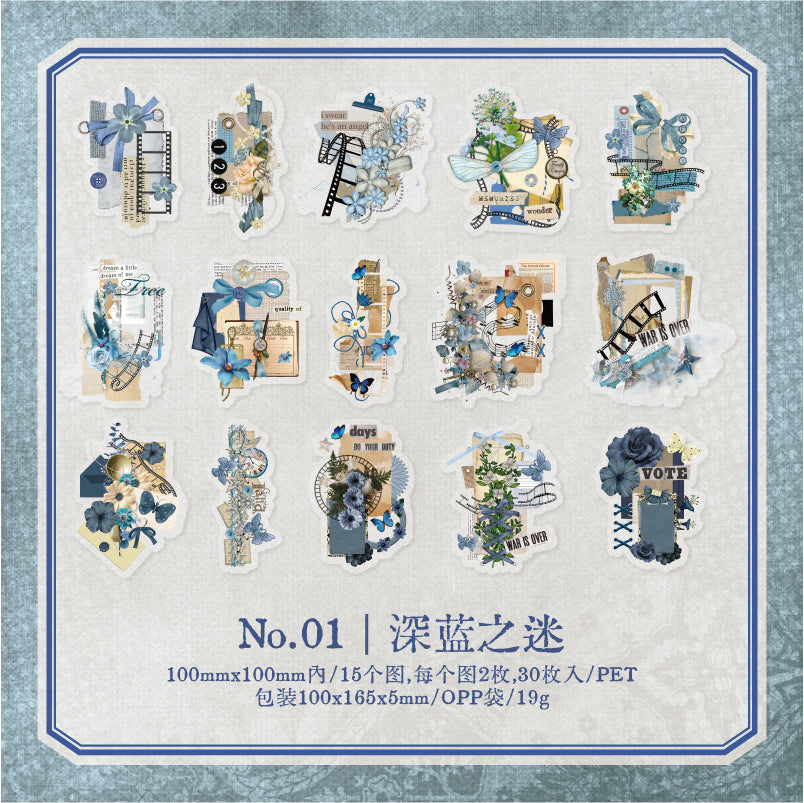 30pcs Vintage Collage Stickers HXBJ