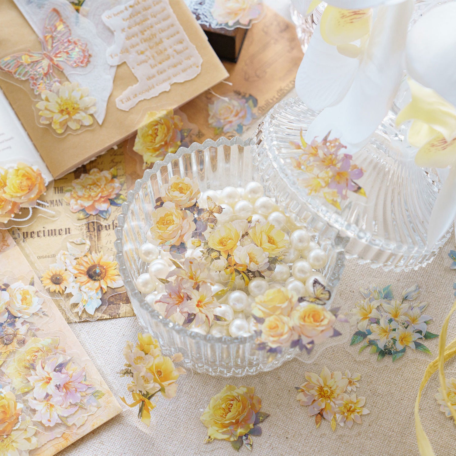 40pcs PET Flowers Stickers HHHXTJ