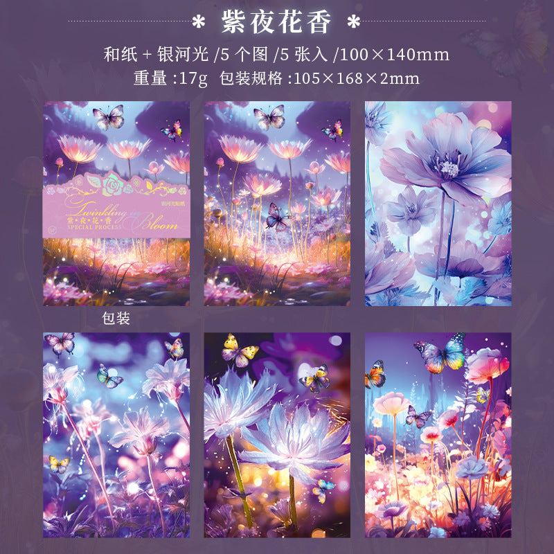 5 Pcs Flowers Washi Paper Stickers FHSS