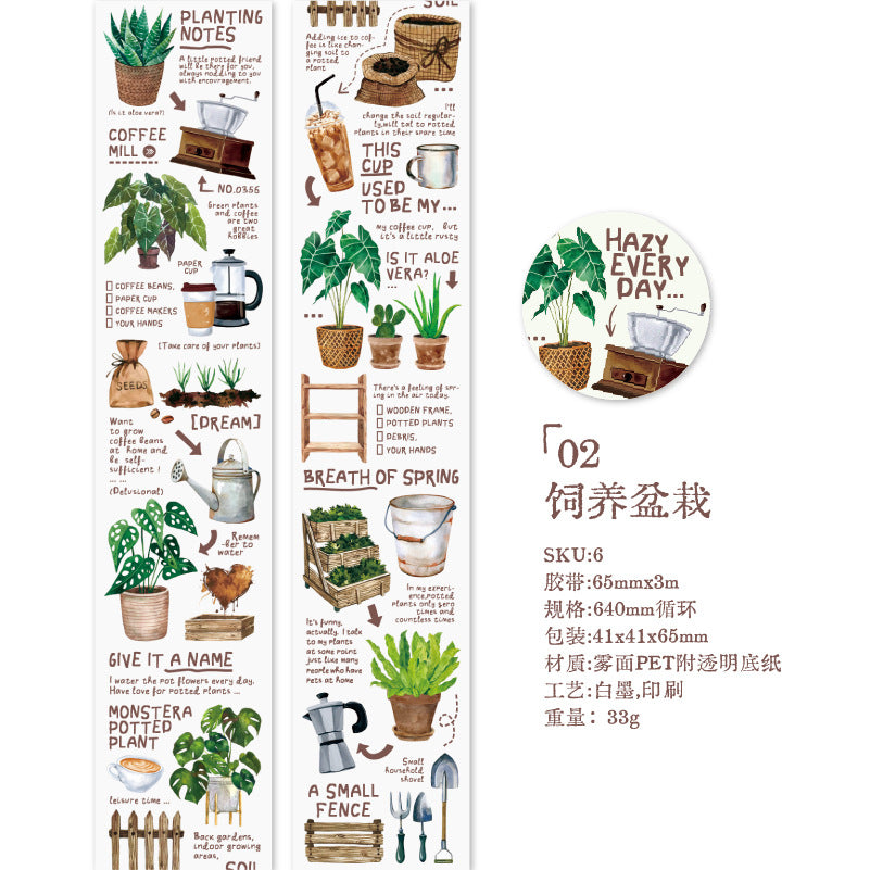 1 Roll Coffee Theme PET Stickers MLRC