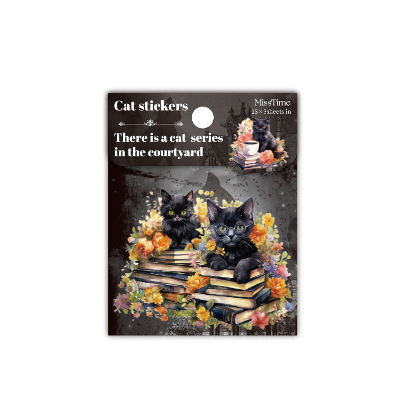 45 Pcs Cat Theme PET Stickers YLYM