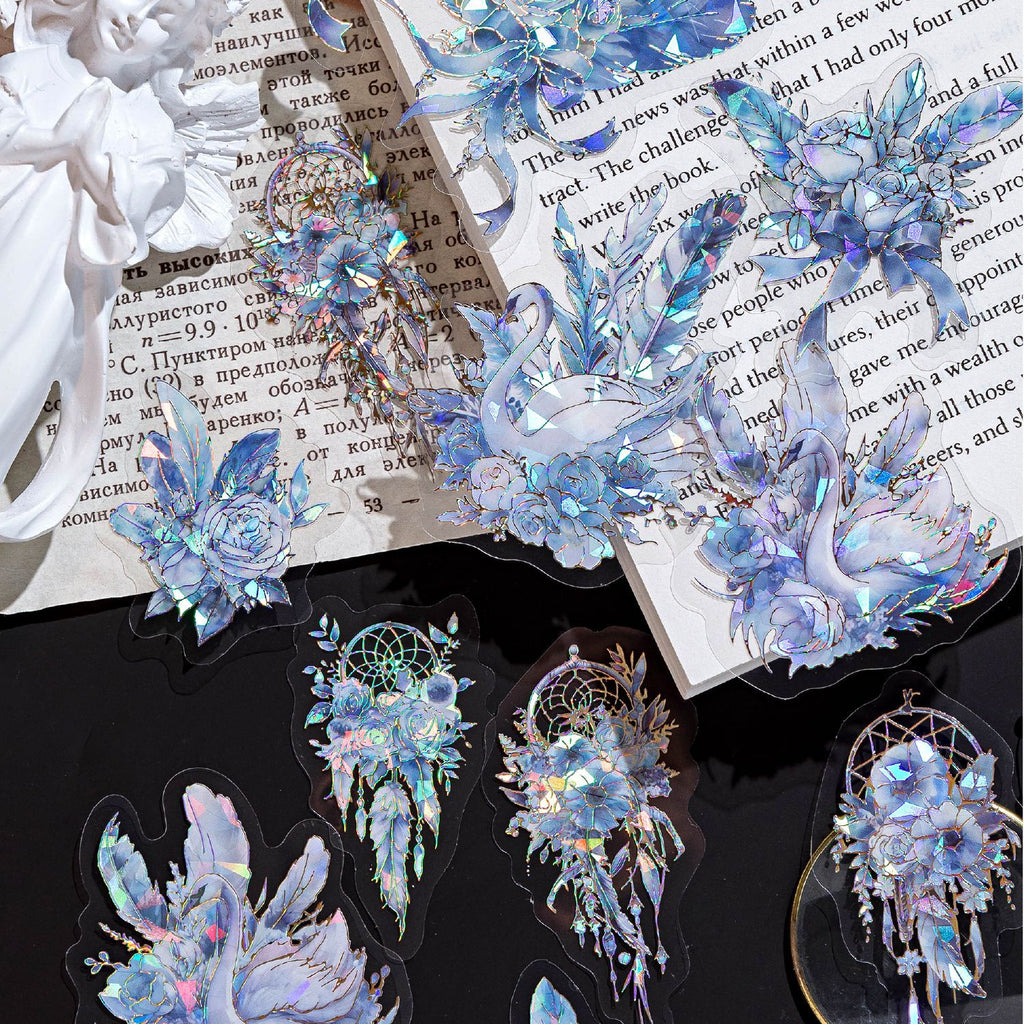 20pcs PET Feather Stickers WJYM