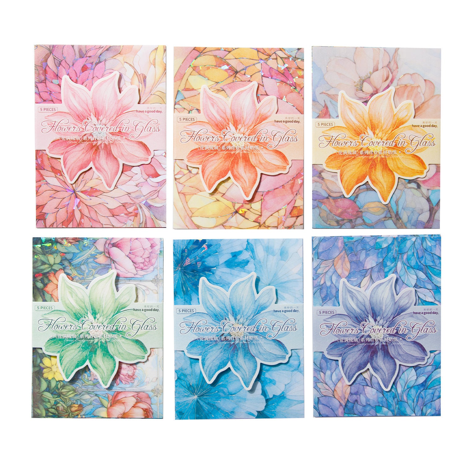 6 pcs Floral Washi Stickers Paper HMLL