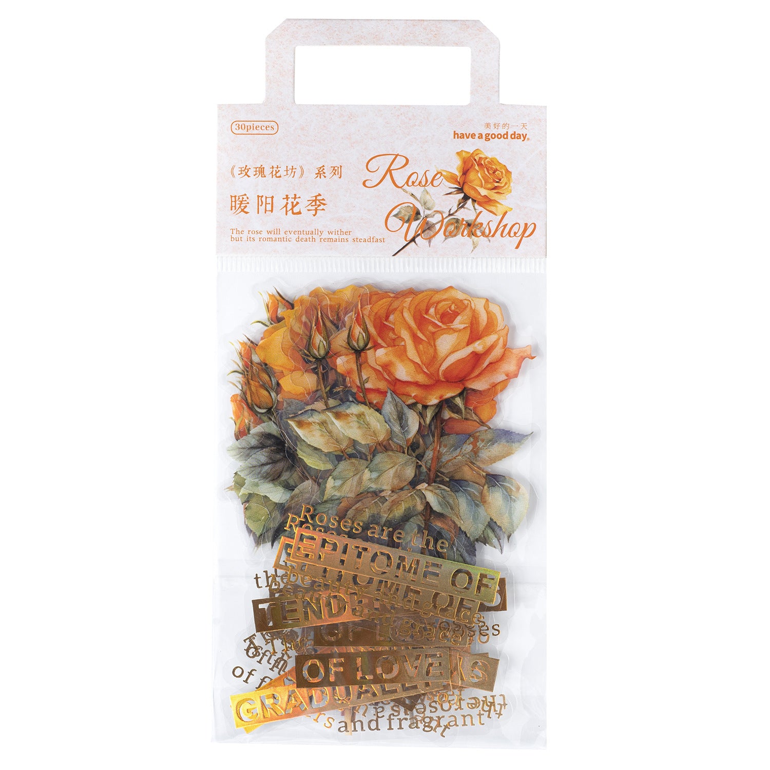 30pcs Rose Theme PET Stickers MGHF