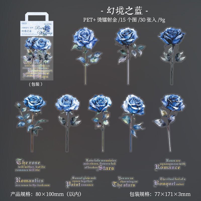 30pcs Rose Theme PET Stickers MGHF