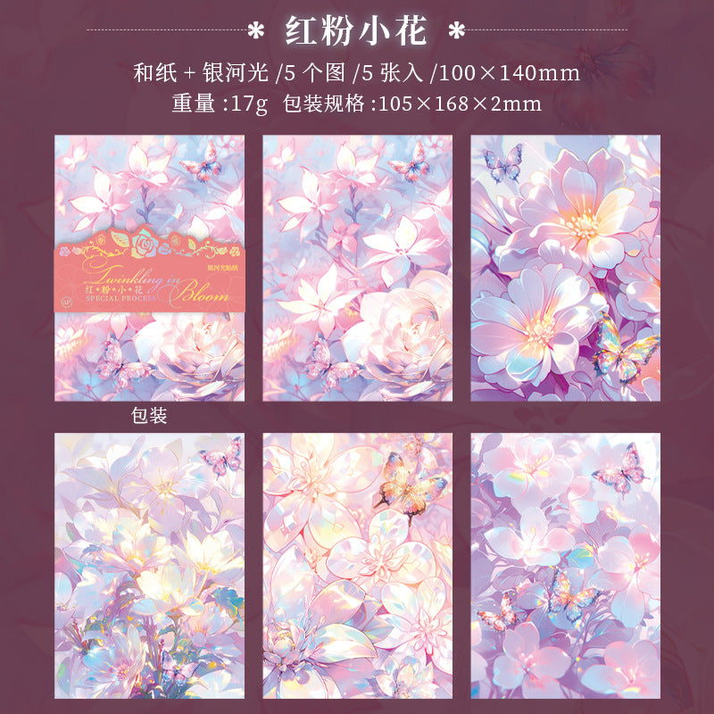 5 Pcs Flowers Washi Paper Stickers FHSS