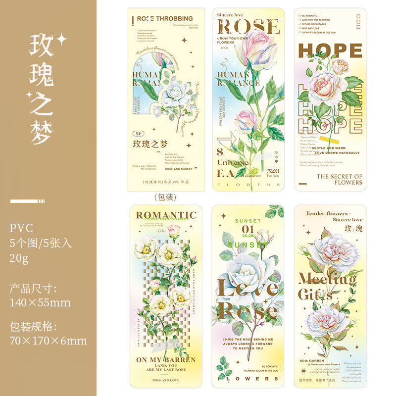 5 pcs Flower PVC Bookmark MGJD