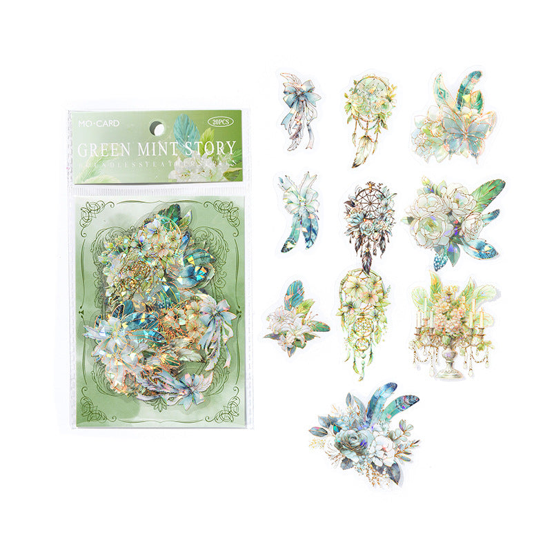 20pcs PET Feather Stickers WJYM