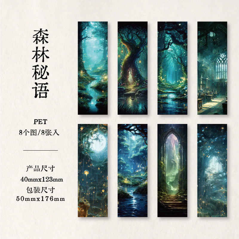 8pcs Landscape PET Bookmark YLMJ