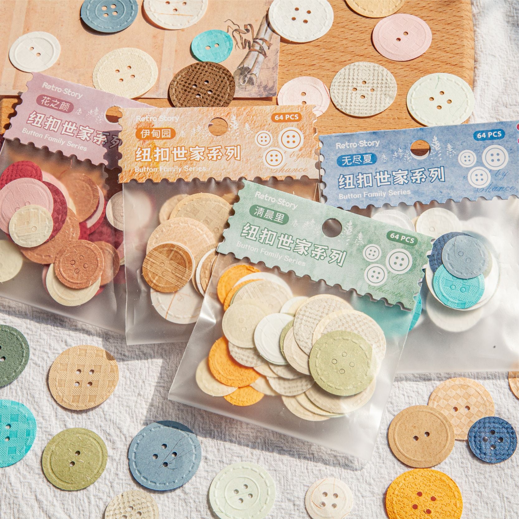 64 Pcs Button Style Scrapbook Supplies NKSJ