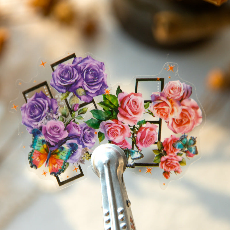 20pcs Flowers and Butterfly PET Stickers HDLY