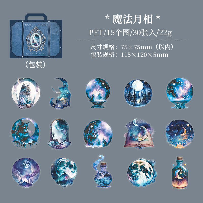 30pcs PET Magic Theme Stickers SQMFX