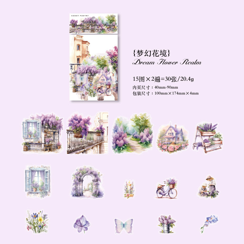30 Pcs Garden Theme PET Stickers HYJGCS