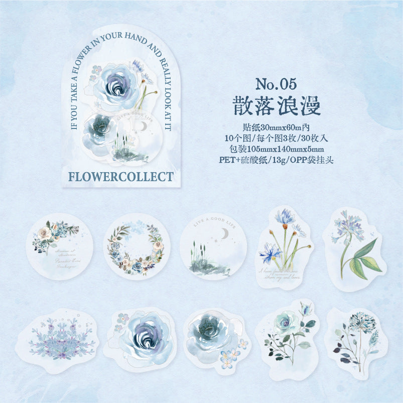 30pcs PET Flower Stickers HZDA
