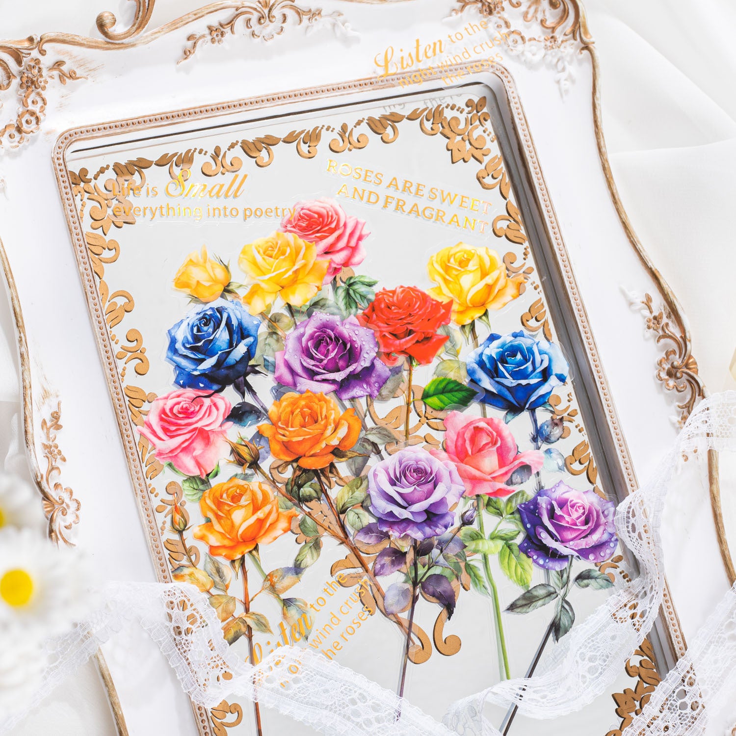 30pcs Rose Theme PET Stickers MGHF