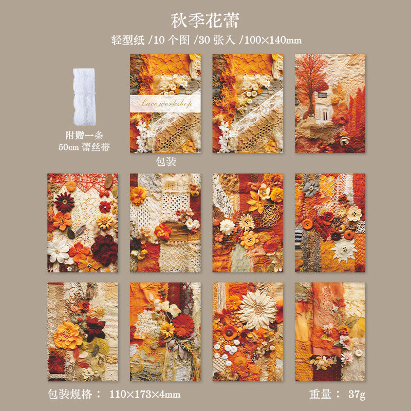 30 Pcs Floral Scrapbook Paper LMGF
