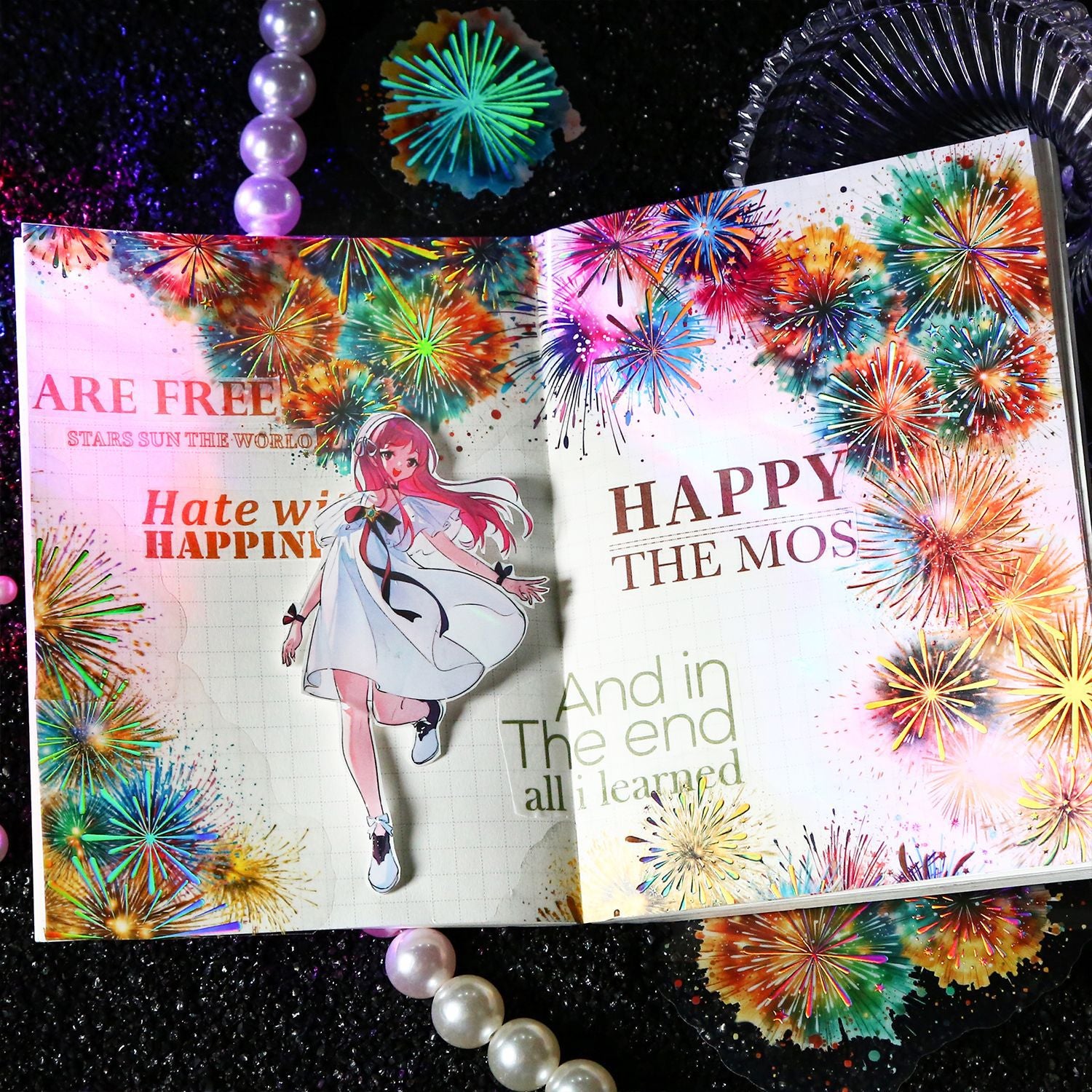 10pcs Fireworks PET Stickers XLYH