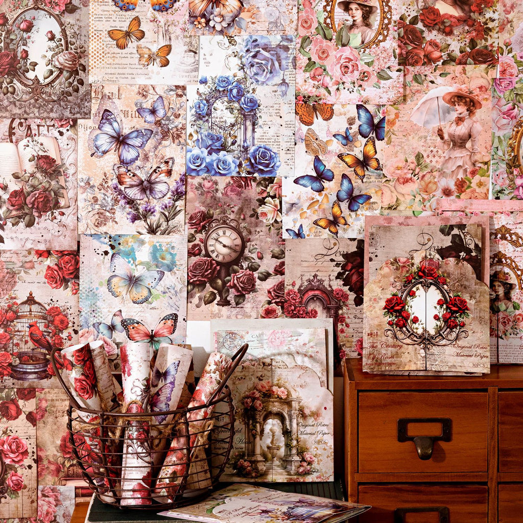 30Pcs Vintage Scrapbook Paper FGJY