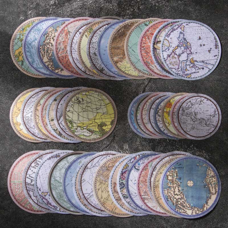 Sihon Map-Style Round Stickers