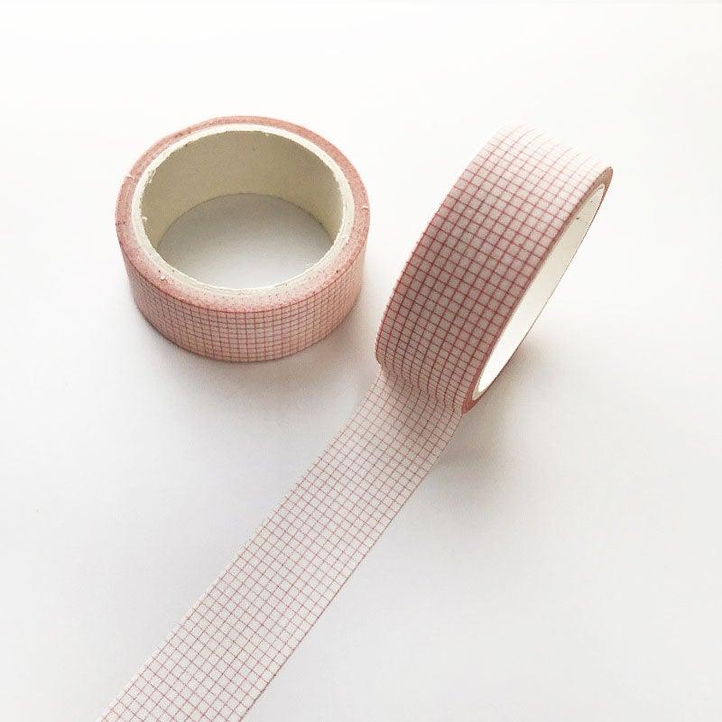 Basic Washi Tape-Pink Grid - OBUJO