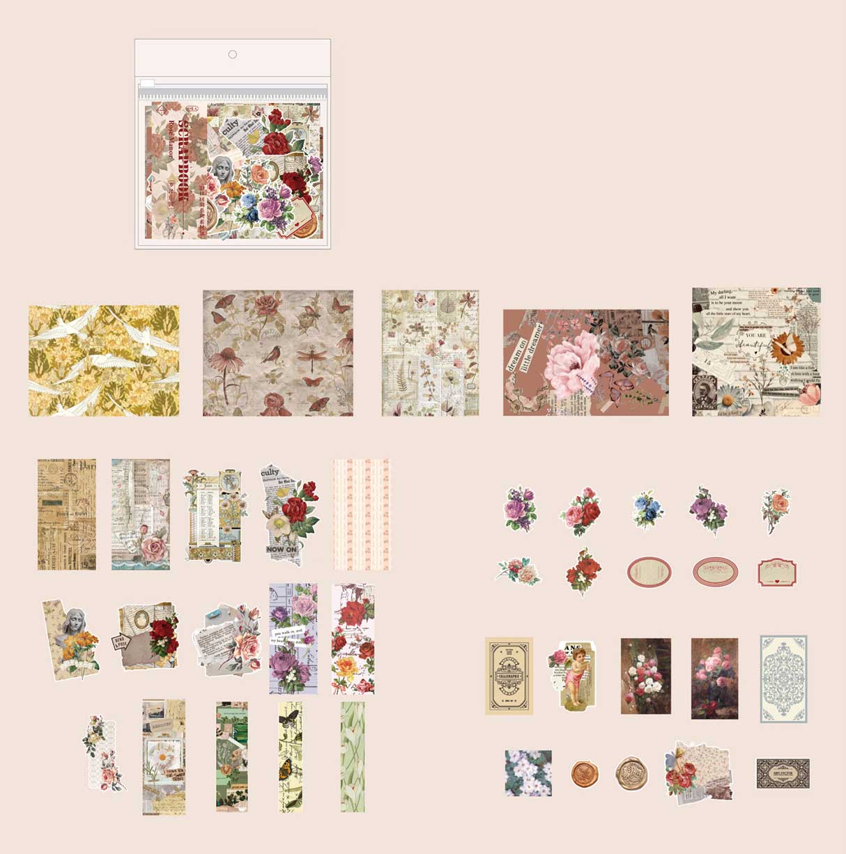 Jiuso Scrapbook Paper and Stickers Kit