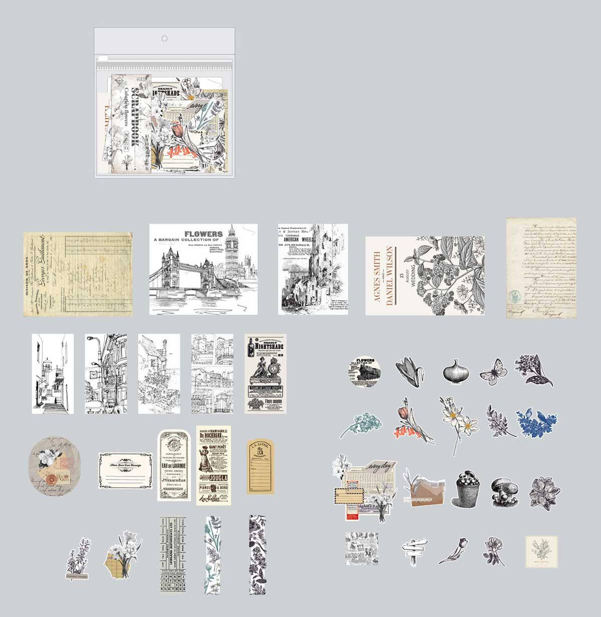 Jiuso Scrapbook Paper and Stickers Kit